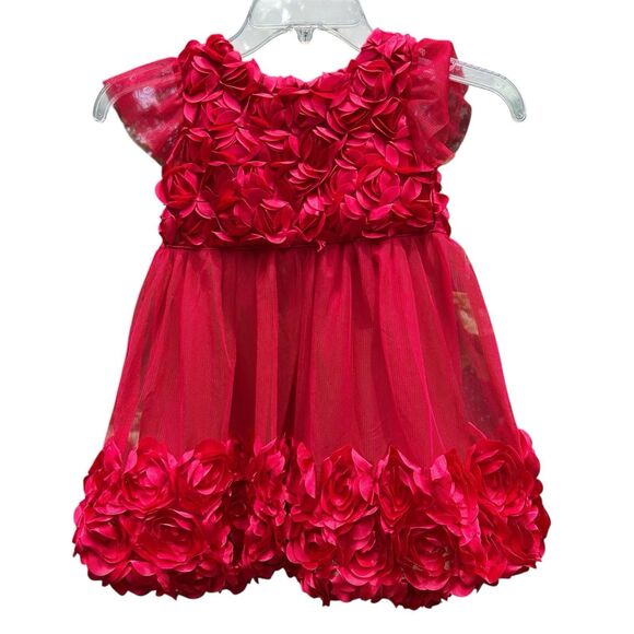 NEW Nanette Formal Party Dress Red Short Sleeve Rose Flower Princess Tulle‎ - 4T - Picture 10 of 14